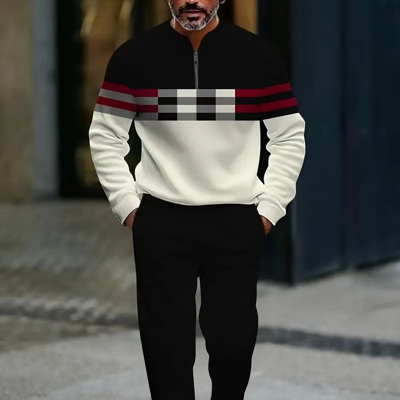 Men's Graphic Print Pullover & Pants Set