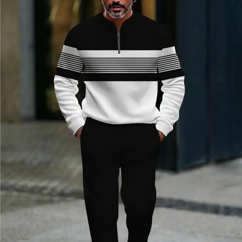 Men's Graphic Print Pullover & Pants Set