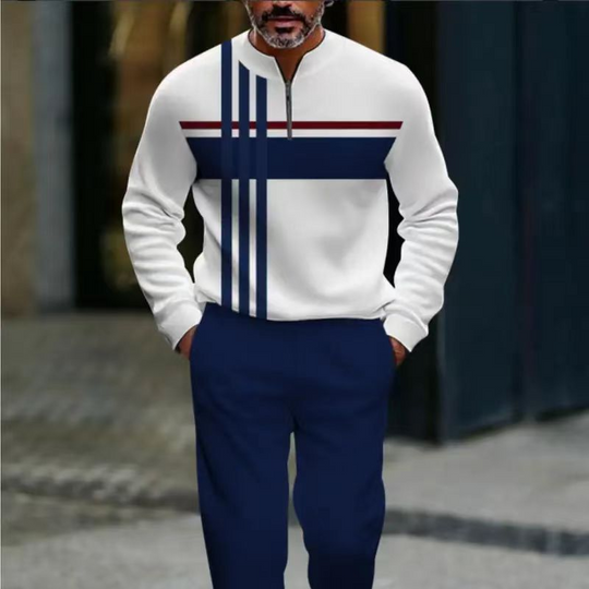Men's Graphic Print Pullover & Pants Set