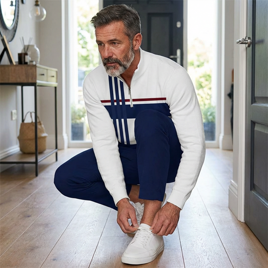 Men's Graphic Print Pullover & Pants Set