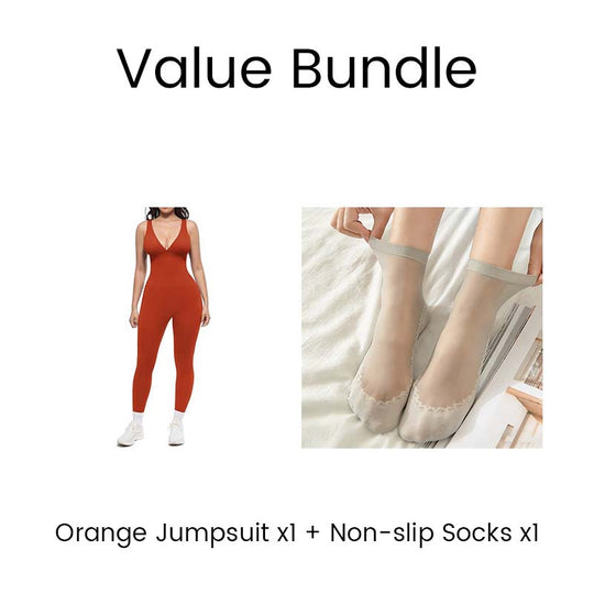 💞50.000+ SOLGT!🌸Højstrækbar jumpsuit med V-hals – Heldags komfort til fitness &  ud over. Åndbar, fleksibel &  Ubesværet chik. Din favorit til bevægelse. 🧘‍♀️💫