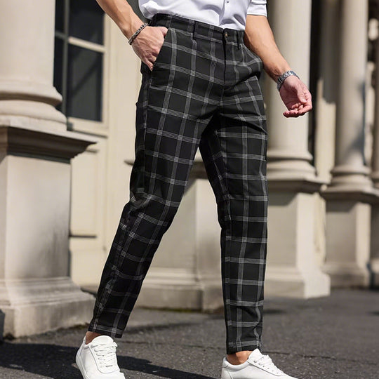 Slim-Fit plaidbukser til mænd