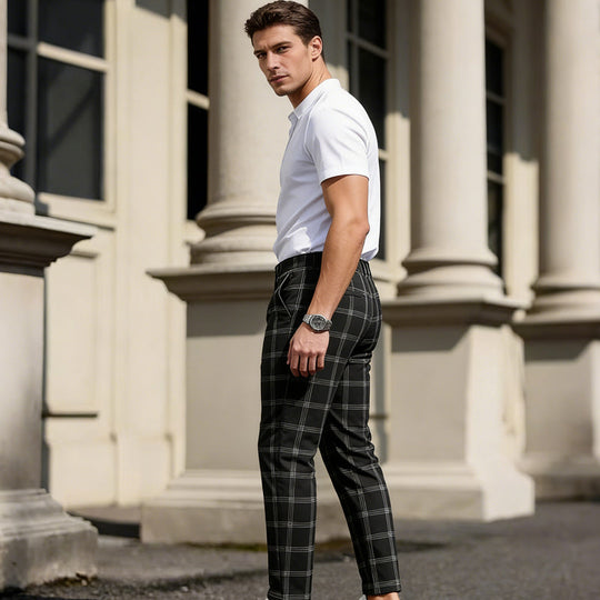 Slim-Fit plaidbukser til mænd
