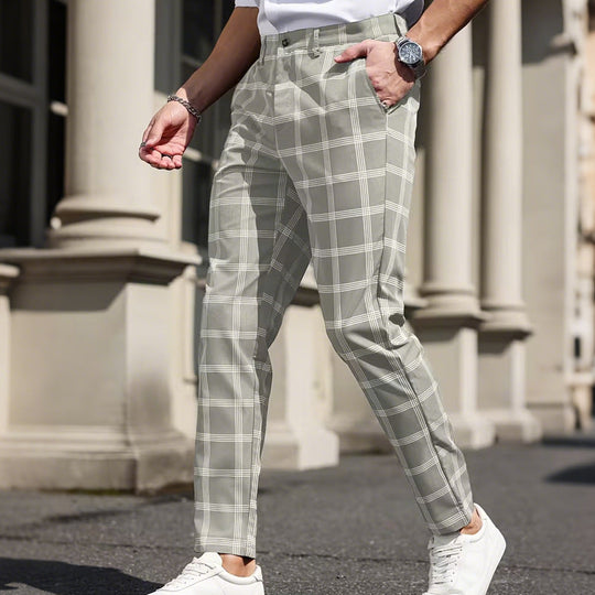 Slim-Fit plaidbukser til mænd