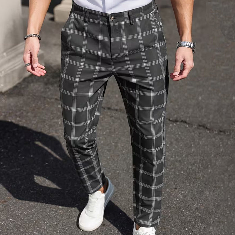 Slim-Fit plaidbukser til mænd