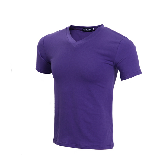 Unisex klasické bavlněné tričko s krátkým rukávem s výstřihem do V