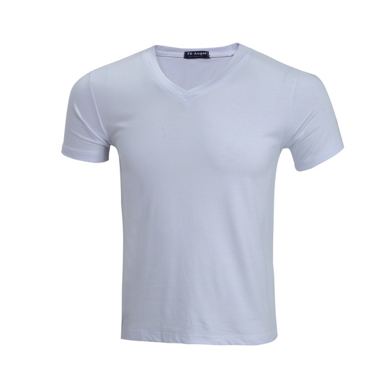 Unisex klasické bavlněné tričko s krátkým rukávem s výstřihem do V