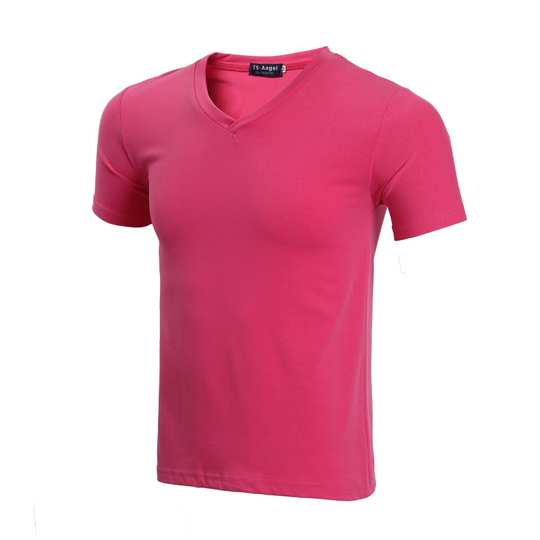 Unisex klasické bavlněné tričko s krátkým rukávem s výstřihem do V
