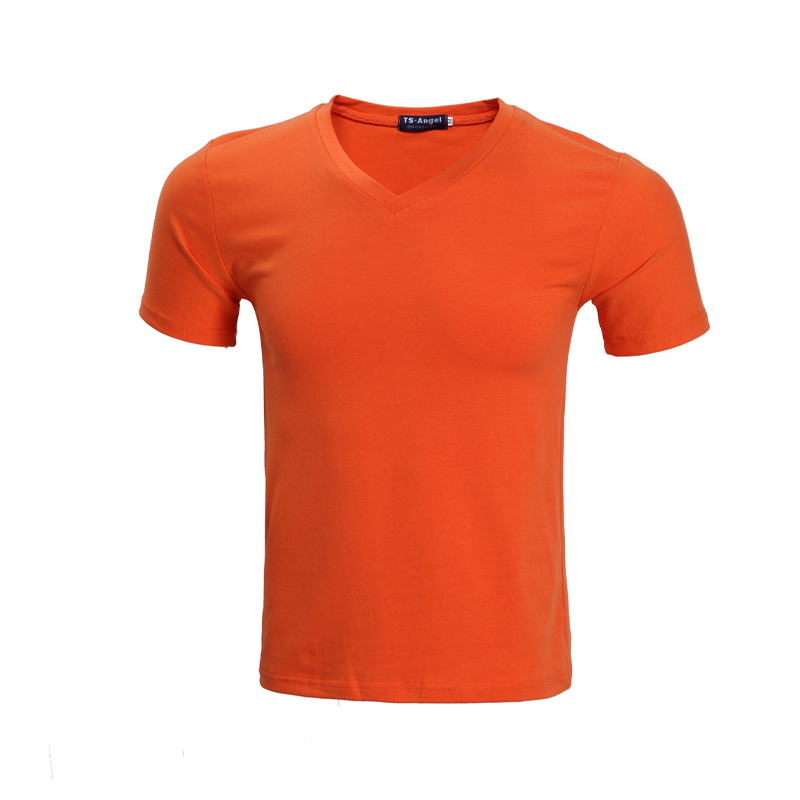 Unisex klasické bavlněné tričko s krátkým rukávem s výstřihem do V