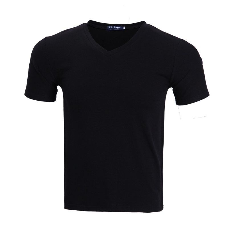Unisex klasické bavlněné tričko s krátkým rukávem s výstřihem do V