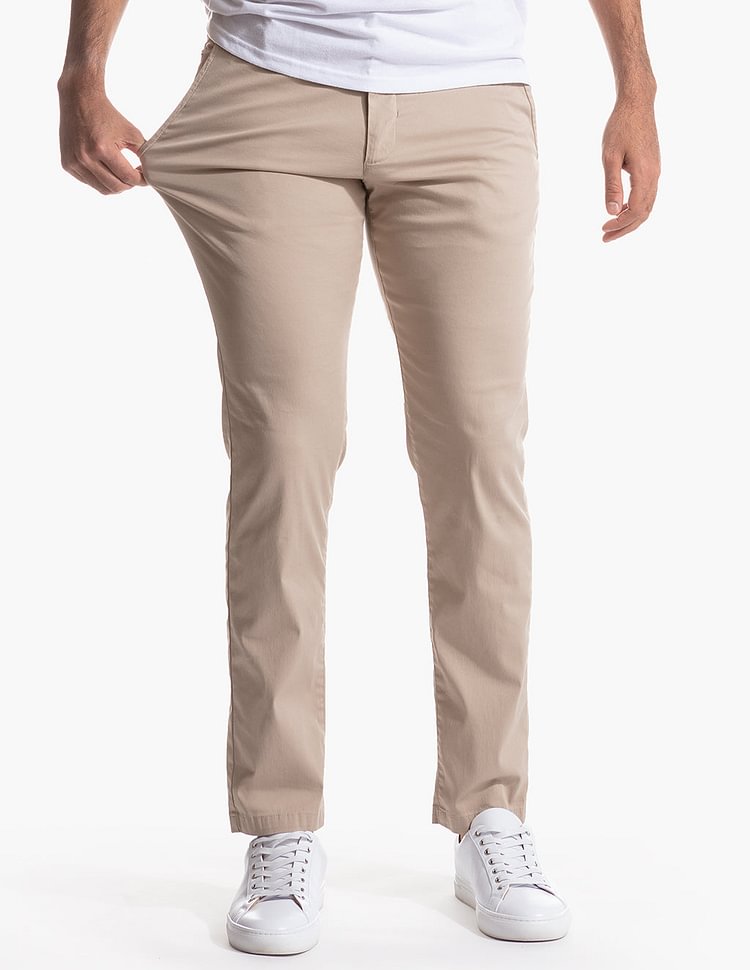 Męskie, codzienne, rozciągliwe spodnie khaki