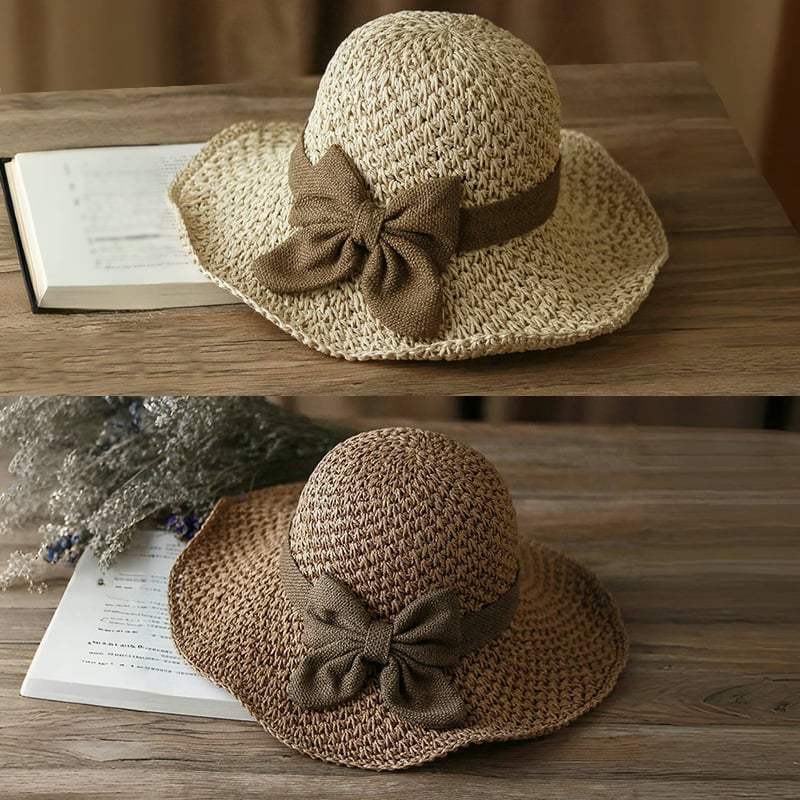 🎀 50% SLEVA 👒 | Slaměný klobouk s retro mašlí – skládací &  Prodyšné na léto