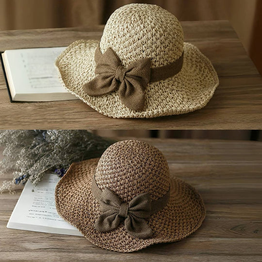 🎀 50% SLEVA 👒 | Slaměný klobouk s retro mašlí – skládací &  Prodyšné na léto