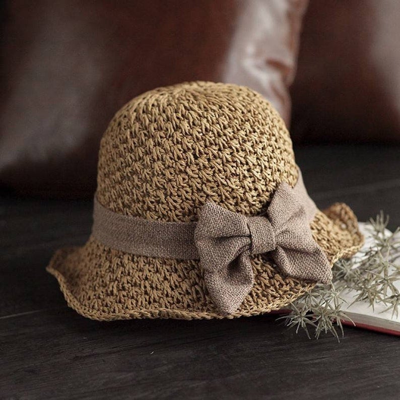 🎀 50% SLEVA 👒 | Slaměný klobouk s retro mašlí – skládací &  Prodyšné na léto