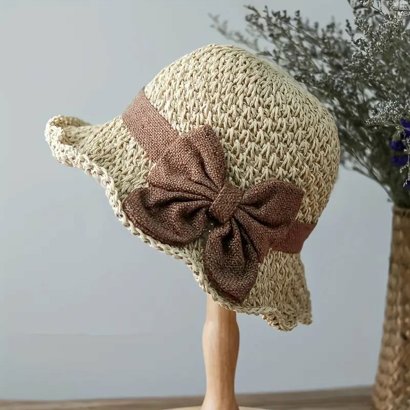 🎀 50% SLEVA 👒 | Slaměný klobouk s retro mašlí – skládací &  Prodyšné na léto