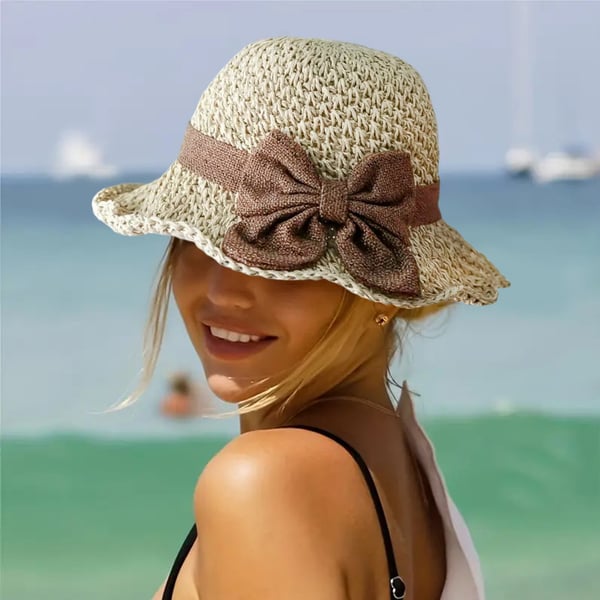 🎀 50% SLEVA 👒 | Slaměný klobouk s retro mašlí – skládací &  Prodyšné na léto