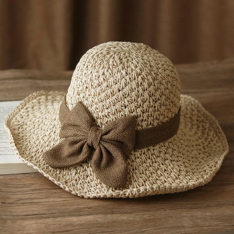 🎀 50% SLEVA 👒 | Slaměný klobouk s retro mašlí – skládací &  Prodyšné na léto