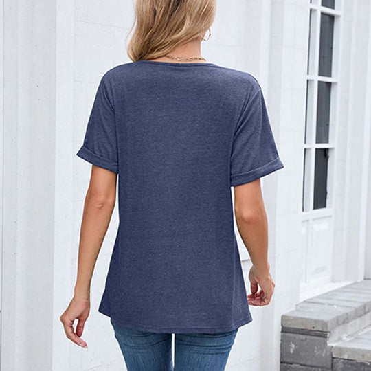 WIHOLL SwimWeek Womens Short Sleeve V Neck Dolman Tops with Side Shirring Loose Fit Shirts