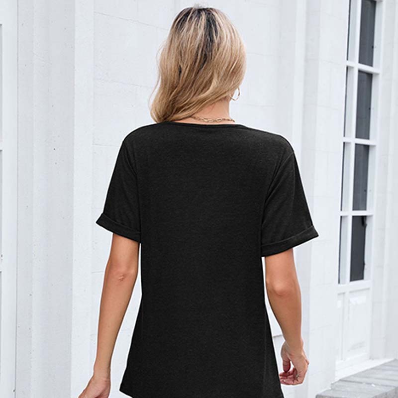 WIHOLL SwimWeek Womens Short Sleeve V Neck Dolman Tops with Side Shirring Loose Fit Shirts