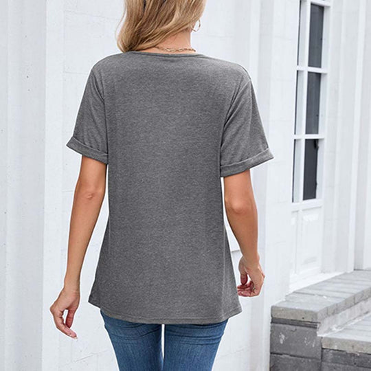 WIHOLL SwimWeek Womens Short Sleeve V Neck Dolman Tops with Side Shirring Loose Fit Shirts