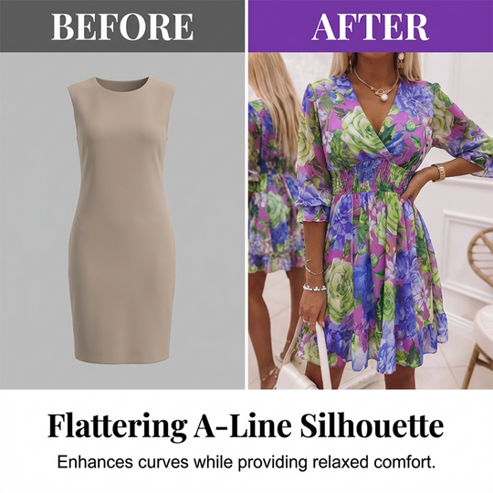 🎁2026 New Arrivals 50% OFF - Free Shipping💥Women's Floral V-Neck Ruffle Hem A-Line Dress💐👗