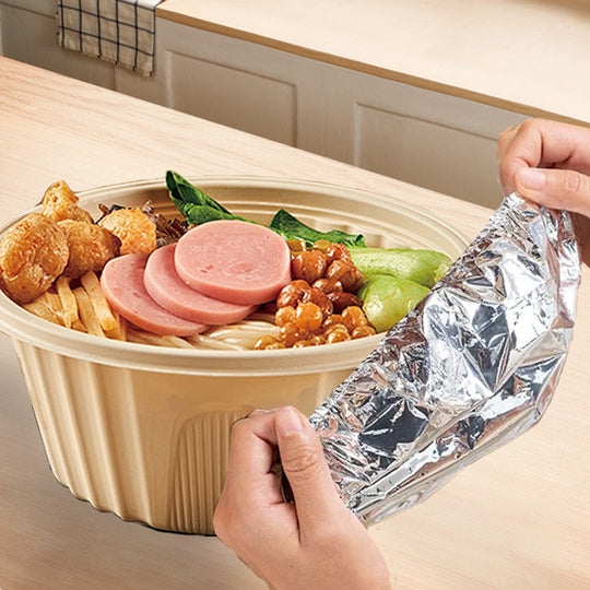 🥡🍲 Aluminum Foil Heat-Retaining Cover – Locks heat for hours, microwave safe. Reusable, eco-friendly. Keep every meal hot! ♻️✨
