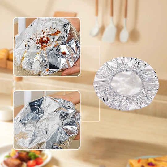 🥡🍲 Aluminum Foil Heat-Retaining Cover – Locks heat for hours, microwave safe. Reusable, eco-friendly. Keep every meal hot! ♻️✨