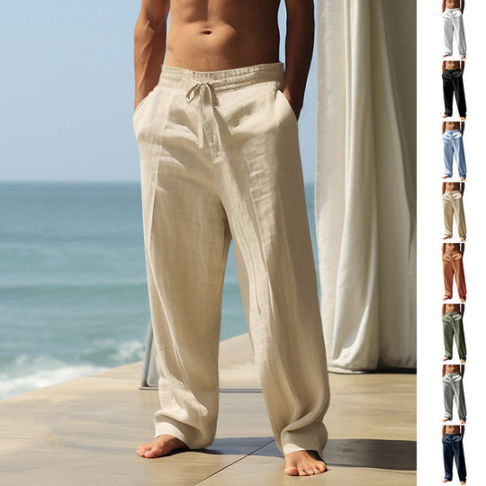 Pantalones casuales con cordón y bolsillos para hombre