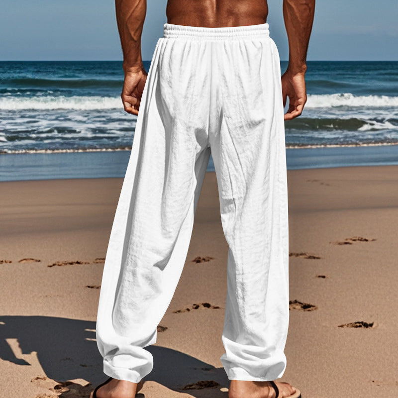 Pantalones casuales con cordón y bolsillos para hombre
