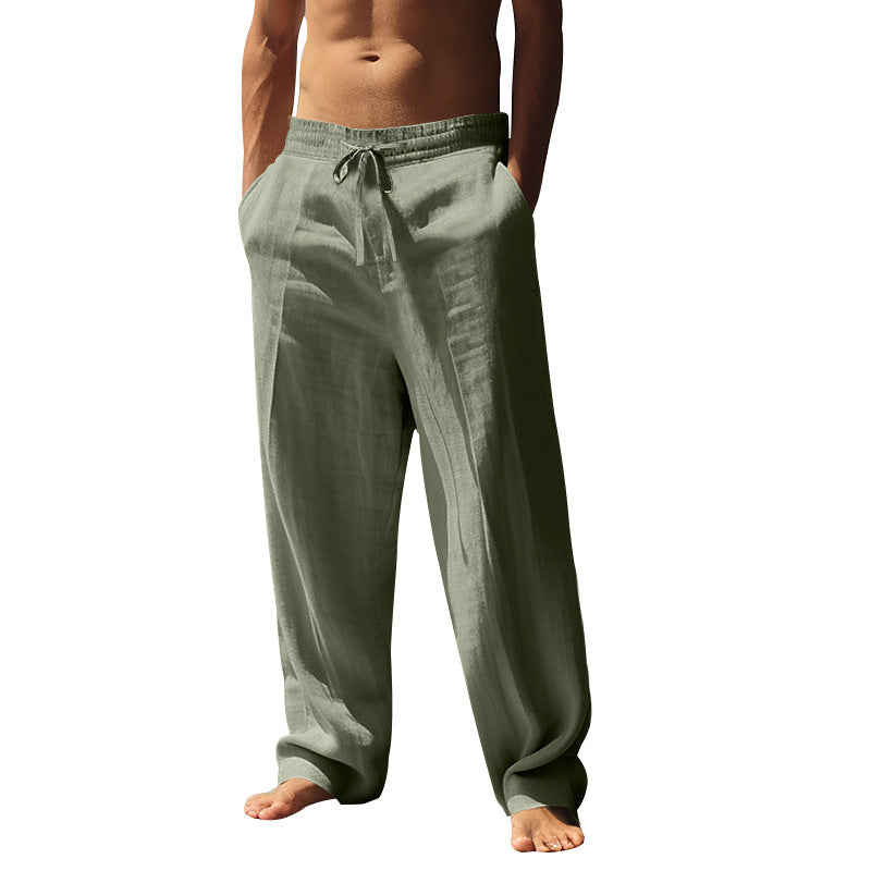 Pantalones casuales con cordón y bolsillos para hombre