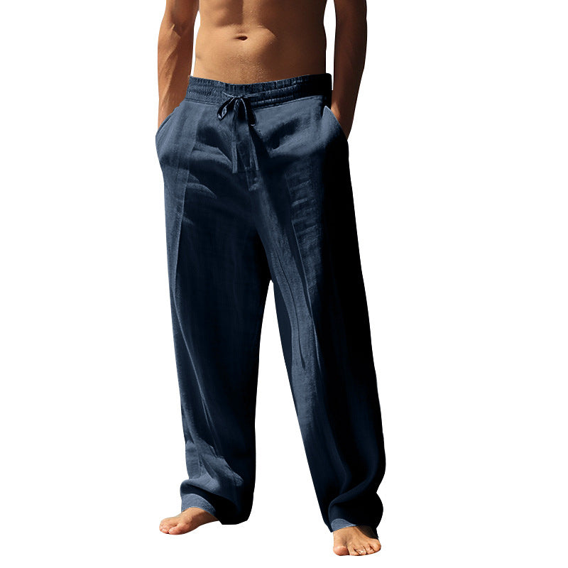 Pantalones casuales con cordón y bolsillos para hombre