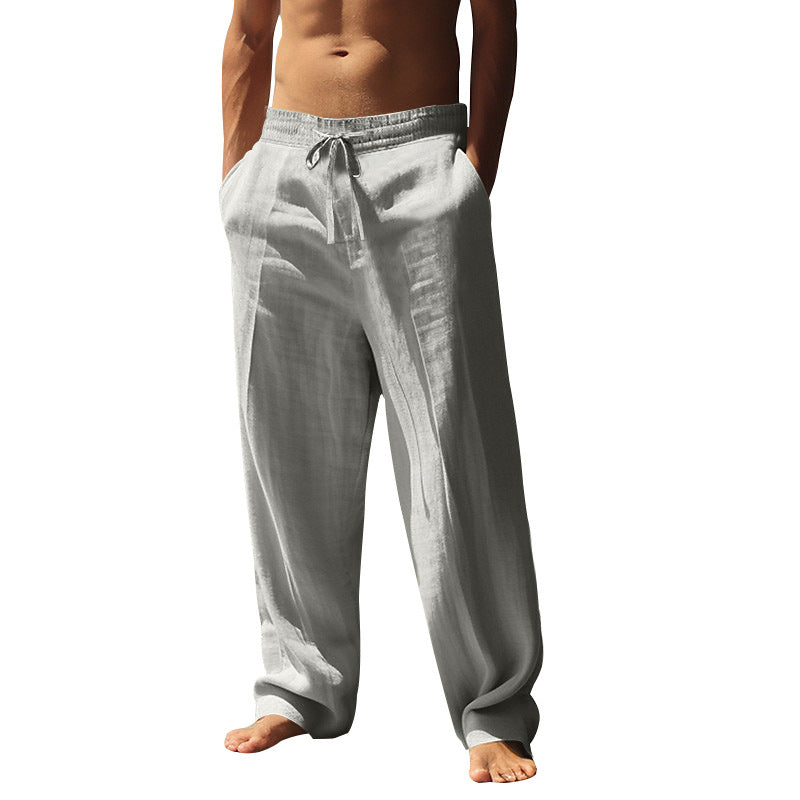 Pantalones casuales con cordón y bolsillos para hombre