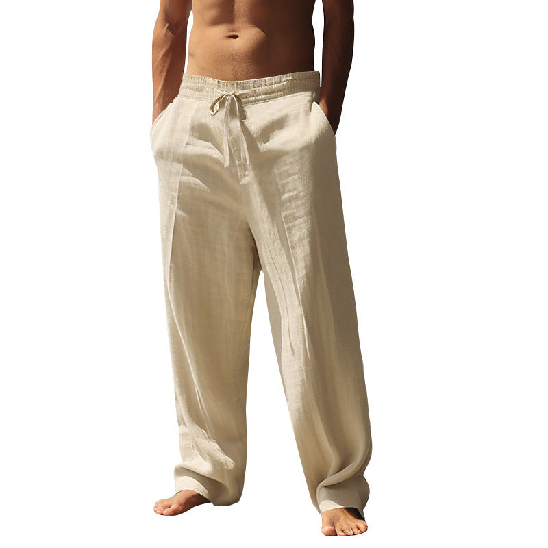 Pantalones casuales con cordón y bolsillos para hombre