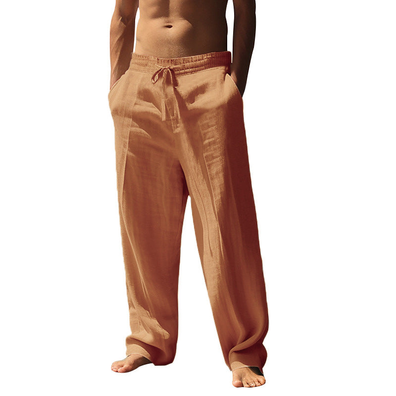 Pantalones casuales con cordón y bolsillos para hombre