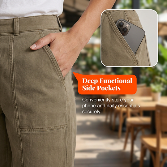 Vielseitige, schmal zulaufende Hose 👖 Hochgeschnitten und figurbetont, praktische Taschen, knitterfreies Material, zaubert optisch längere Beine 📏