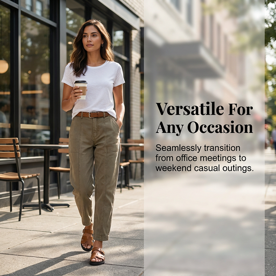 Vielseitige, schmal zulaufende Hose 👖 Hochgeschnitten und figurbetont, praktische Taschen, knitterfreies Material, zaubert optisch längere Beine 📏