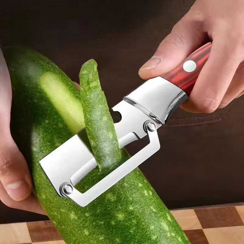 🥒 ¡50% DE DESCUENTO POR TIEMPO LIMITADO! ⚡ Pelador multiusos de acero inoxidable reforzado – Resistente, con hoja ancha y abrebotellas. 🍺
