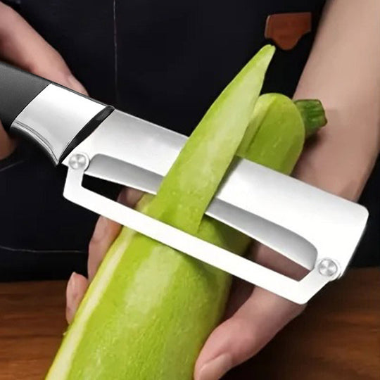 🥒 ¡50% DE DESCUENTO POR TIEMPO LIMITADO! ⚡ Pelador multiusos de acero inoxidable reforzado – Resistente, con hoja ancha y abrebotellas. 🍺