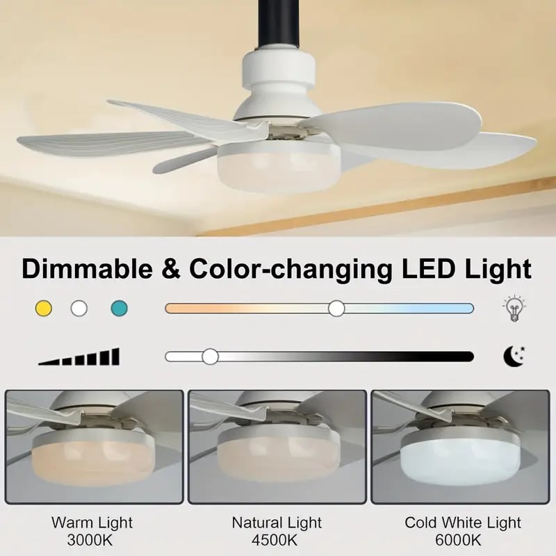 ⏳SALDI ULTIMO GIORNO 🔥Ventilatore da soffitto a LED da 40 W con luce integrata – 52 cm (20,5”), ultra silenzioso con telecomando. 🎯 | E27 + Adattatore B22 GRATUITO 🔌 | Per la camera da letto 😴,  Cucina 👩‍🍳 &  Garage 🛠️