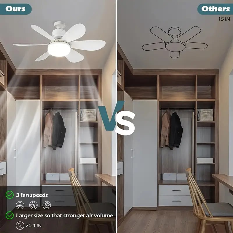 ⏳SALDI ULTIMO GIORNO 🔥Ventilatore da soffitto a LED da 40 W con luce integrata – 52 cm (20,5”), ultra silenzioso con telecomando. 🎯 | E27 + Adattatore B22 GRATUITO 🔌 | Per la camera da letto 😴,  Cucina 👩‍🍳 &  Garage 🛠️