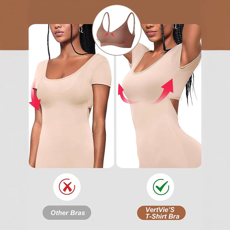 OEAK Women's Seamless Plus Bra Wireless Support Push Up Jelly Bra Comfort Full Coverage Plus Size Bras V Neck Sleep T-Shirt Everyday Bralettes