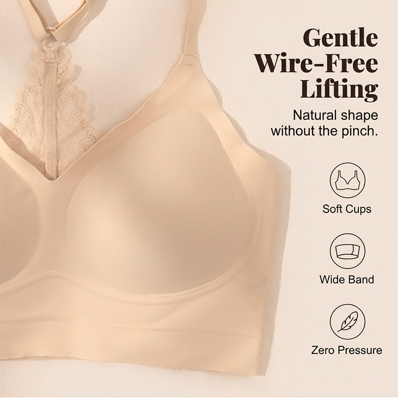 Lusait Lace Jelly Bra Bralettes for Women Pullover Bra Seamless Wireless Deep V Racerback Comfort Padded Everyday Tshirt Bra tiktokshopspringglowup summerwins,summerwins