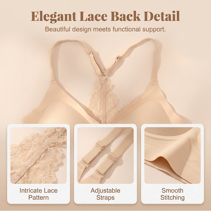 Lusait Lace Jelly Bra Bralettes for Women Pullover Bra Seamless Wireless Deep V Racerback Comfort Padded Everyday Tshirt Bra tiktokshopspringglowup summerwins,summerwins