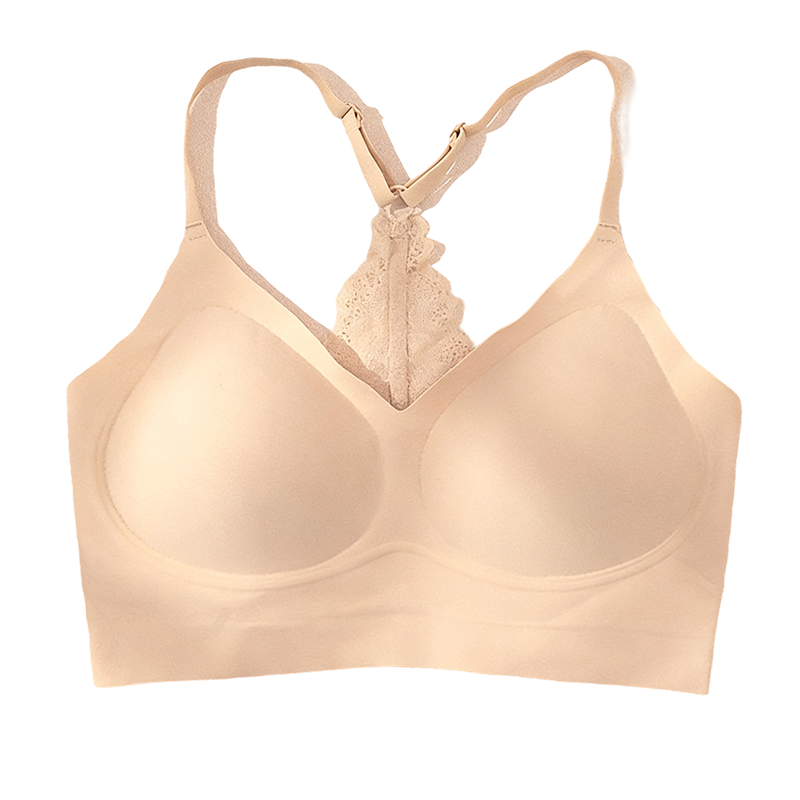 Lusait Lace Jelly Bra Bralettes for Women Pullover Bra Seamless Wireless Deep V Racerback Comfort Padded Everyday Tshirt Bra tiktokshopspringglowup summerwins,summerwins