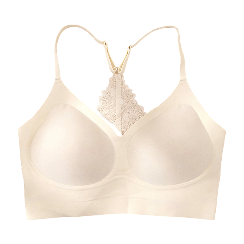 Lusait Lace Jelly Bra Bralettes for Women Pullover Bra Seamless Wireless Deep V Racerback Comfort Padded Everyday Tshirt Bra tiktokshopspringglowup summerwins,summerwins