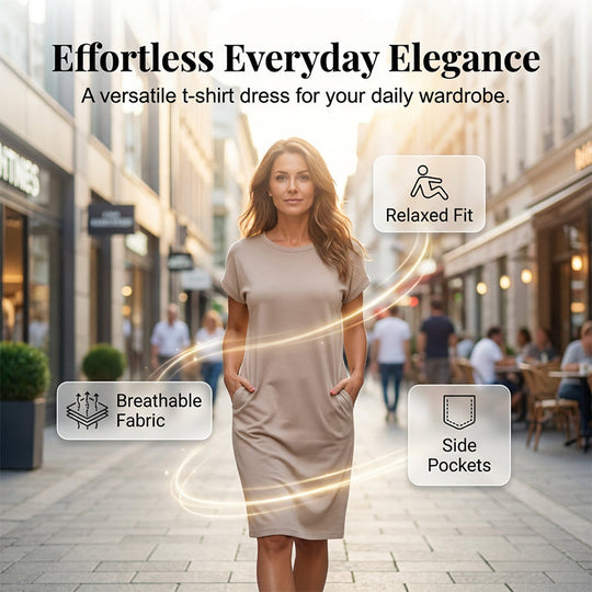 🌺Summer Hot Sale 50% OFF💐Women's T-Shirt Dress – Soft, Pockets, Effortless Midi