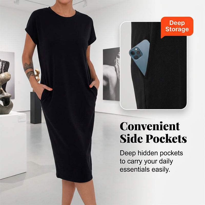 🌺Summer Hot Sale 50% OFF💐Women's T-Shirt Dress – Soft, Pockets, Effortless Midi