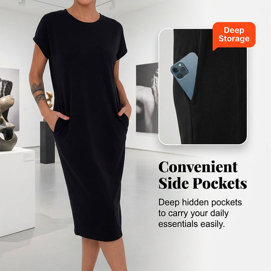 🌺Summer Hot Sale 50% OFF💐Women's T-Shirt Dress – Soft, Pockets, Effortless Midi
