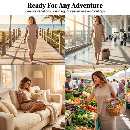 🌺Summer Hot Sale 50% OFF💐Women's T-Shirt Dress – Soft, Pockets, Effortless Midi
