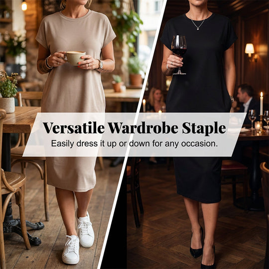 🌺Summer Hot Sale 50% OFF💐Women's T-Shirt Dress – Soft, Pockets, Effortless Midi